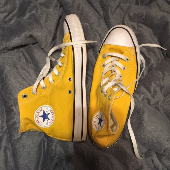 mustard yellow converse high tops